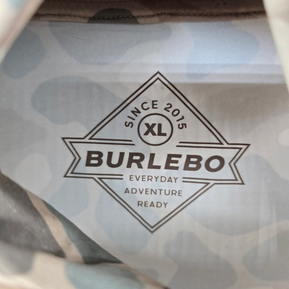 BURLEBO Performance Hoodie Mens XL Tan Camo Duck Hunt UPF 50 Sun Protection - Picture 2 of 6